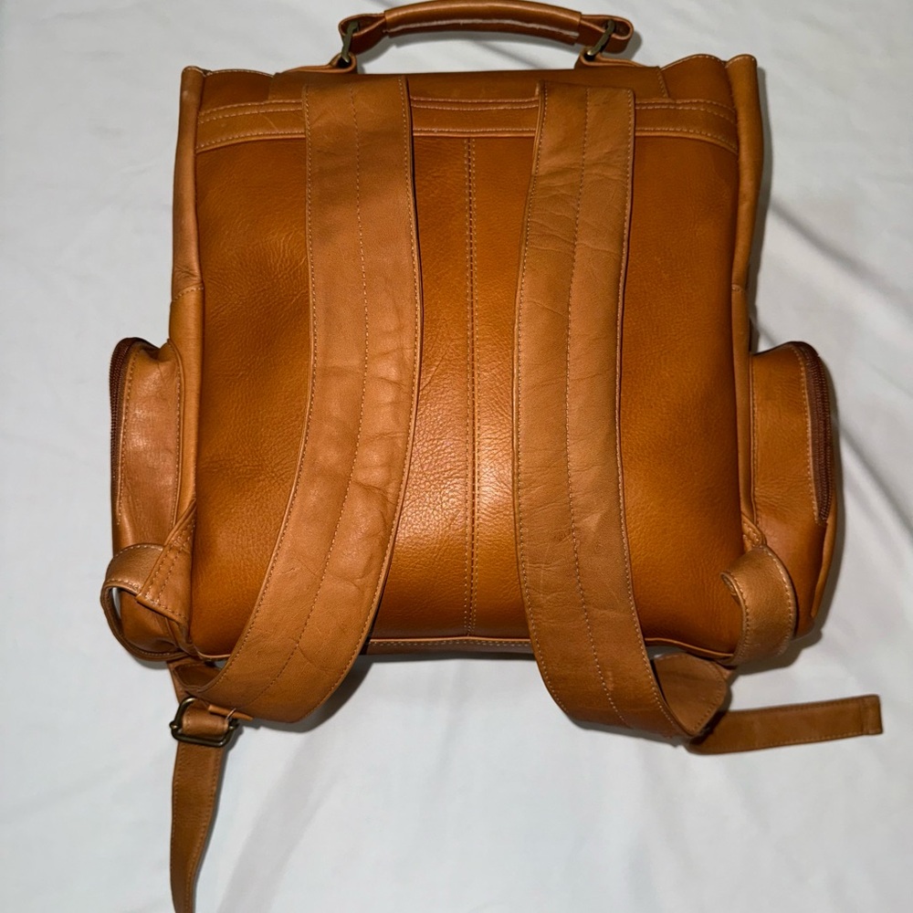 QVC Tan Leather Backpack - Picture 2 of 10